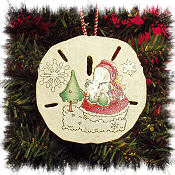 Snowmom and Children Sand Dollar Ornament