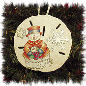 Snowman and Child Sand Dollar Ornament