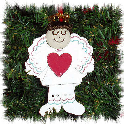 WOODEN BOY ANGEL ORNAMENT