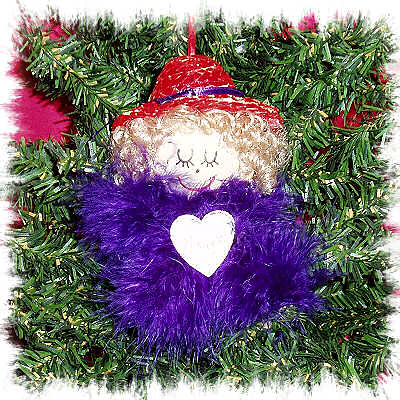 RED AND PURPLE HAT ORNAMENT