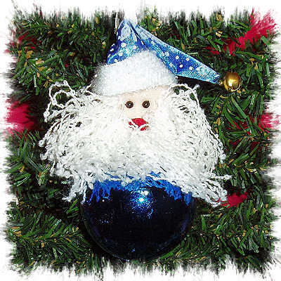 MUSLIN BEARDED BLUE SANTA ORNAMENT