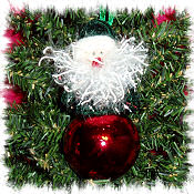 Fuzzy Green-Red Santa Ornament