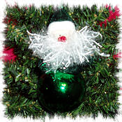 Fuzzy Green Santa Ornament