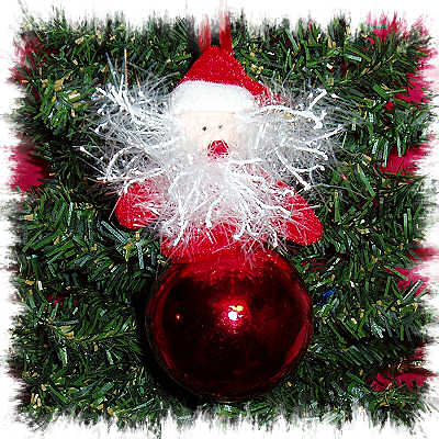 FUZZY RED SANTA ORNAMENT