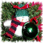 Full-bodied, Fuzzy Green Snowman Ornament
