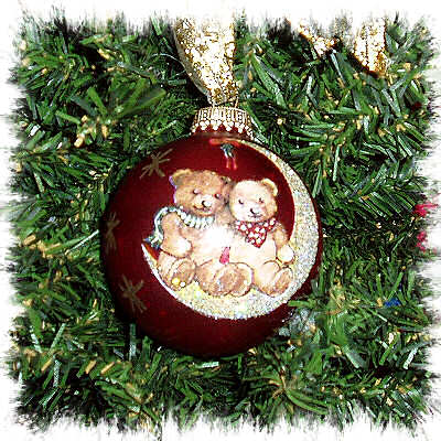 GLASS TEDDY BEAR ORNAMENT