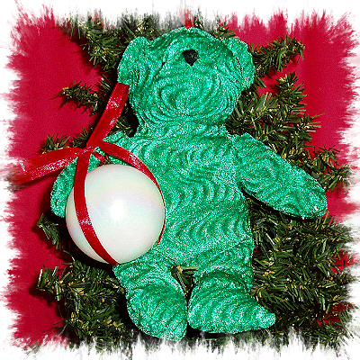 GREEN TEDDY BEAR ORNAMENT