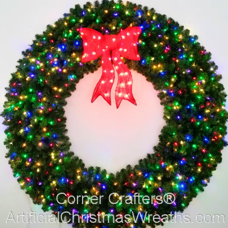 6 FOOT MULTI-COLOR L.E.D. CHRISTMAS WREATH | ArtificialChristmasWreaths.com | MULTI COLOR LIGHTS