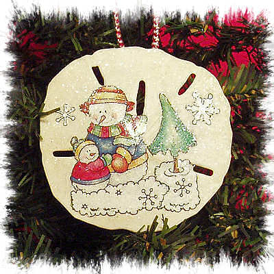 SNOWMAN SAND DOLLAR ORNAMENT