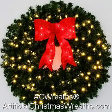 3 Foot (36 inch) L.E.D. Christmas Wreath with Pre-lit Red Bow