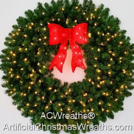 4 Foot (48 inch) Inc. Christmas Wreath with Pre-lit Red Bow
