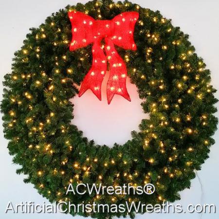 5 Foot (60 inch) L.E.D. Christmas Wreath with Pre-lit Red Bow