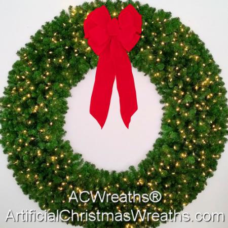 6 Foot (72 inch) L.E.D. Christmas Wreath with Large Red Bow