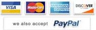 PayPal, Visa, MasterCard, Discover, and American Express accepted here!