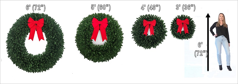 Wreath Comparison Image - 6ft to 3ft